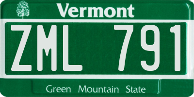 VT license plate ZML791