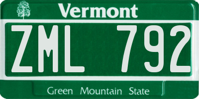 VT license plate ZML792