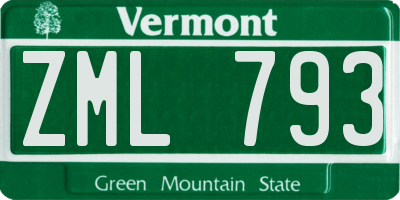 VT license plate ZML793