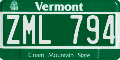 VT license plate ZML794