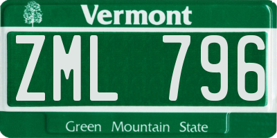 VT license plate ZML796