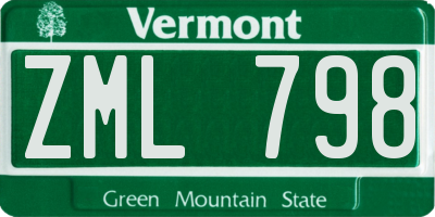 VT license plate ZML798