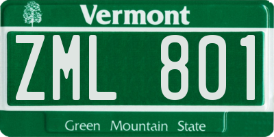 VT license plate ZML801