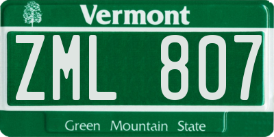 VT license plate ZML807