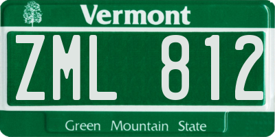 VT license plate ZML812