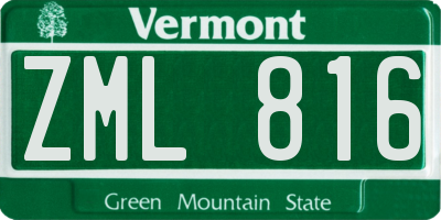 VT license plate ZML816