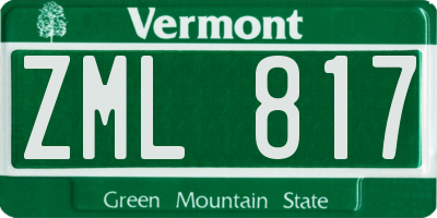 VT license plate ZML817