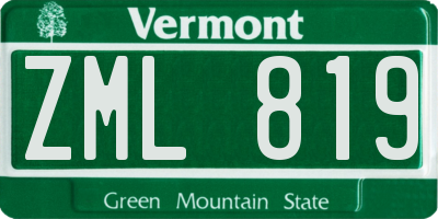 VT license plate ZML819