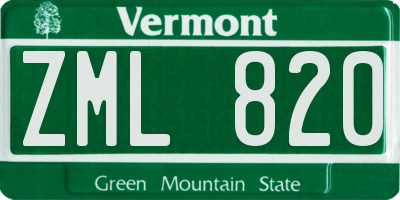 VT license plate ZML820