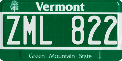 VT license plate ZML822