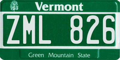 VT license plate ZML826