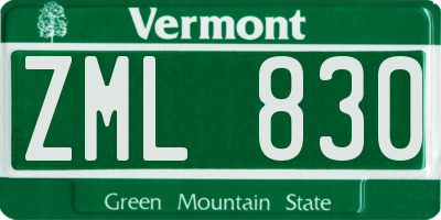 VT license plate ZML830
