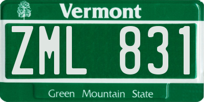 VT license plate ZML831