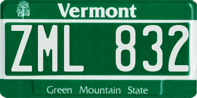 VT license plate ZML832