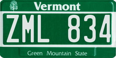 VT license plate ZML834