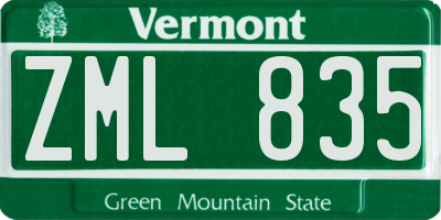 VT license plate ZML835
