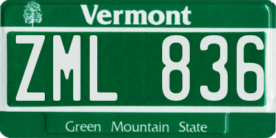 VT license plate ZML836