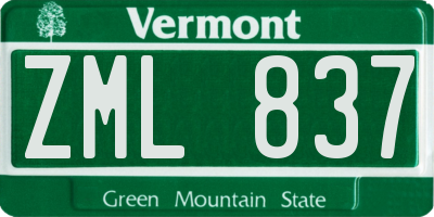 VT license plate ZML837