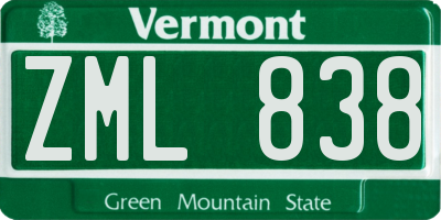 VT license plate ZML838