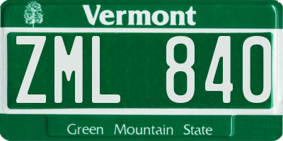 VT license plate ZML840