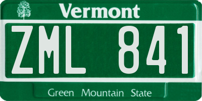 VT license plate ZML841