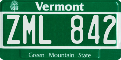 VT license plate ZML842
