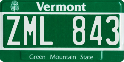 VT license plate ZML843
