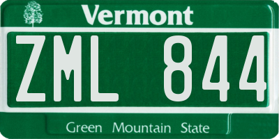 VT license plate ZML844
