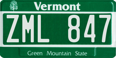 VT license plate ZML847