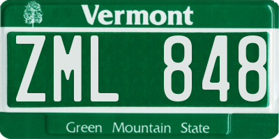 VT license plate ZML848