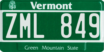 VT license plate ZML849