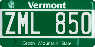 VT license plate ZML850