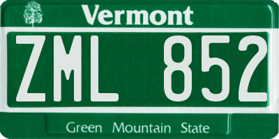 VT license plate ZML852