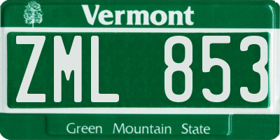 VT license plate ZML853