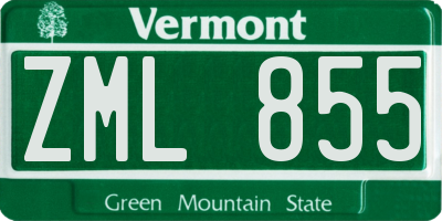 VT license plate ZML855