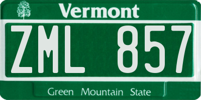 VT license plate ZML857