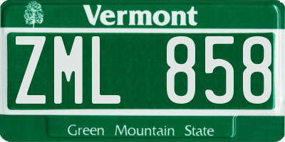 VT license plate ZML858