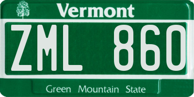 VT license plate ZML860