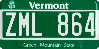 VT license plate ZML864