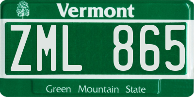 VT license plate ZML865