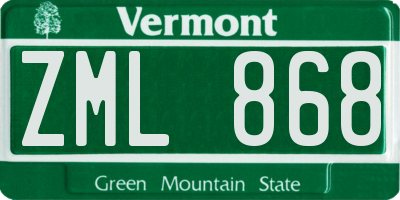 VT license plate ZML868