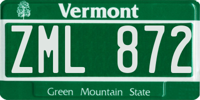 VT license plate ZML872
