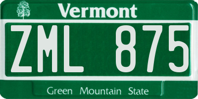 VT license plate ZML875