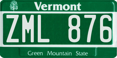VT license plate ZML876
