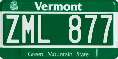 VT license plate ZML877