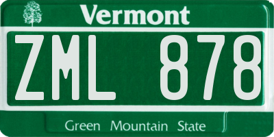 VT license plate ZML878