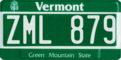 VT license plate ZML879
