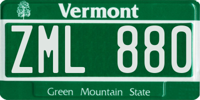 VT license plate ZML880