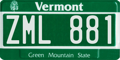 VT license plate ZML881