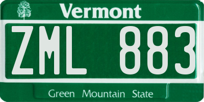 VT license plate ZML883